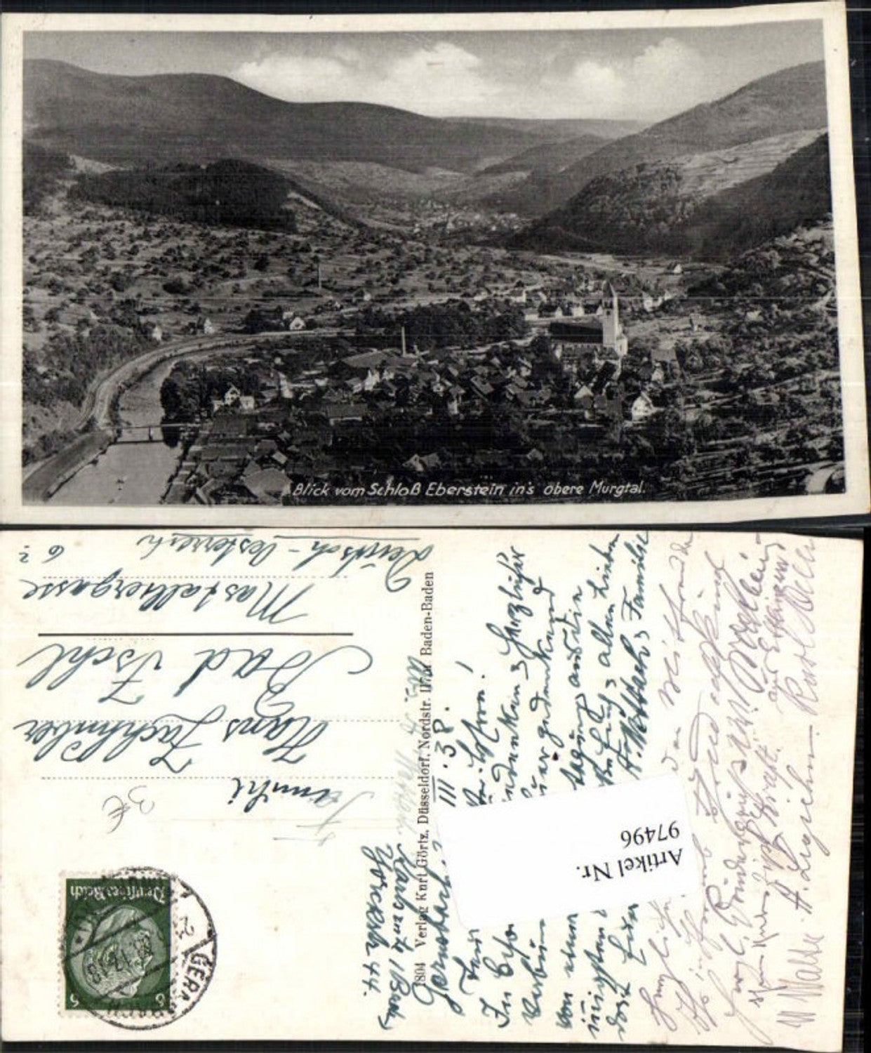 97496, View from Eberstein Castle, Murg Valley, Gernsbach