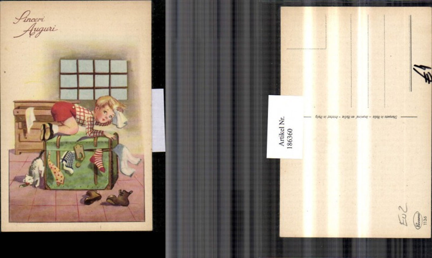 186360, Boy Suitcase Sock Scarf Shoes Cat