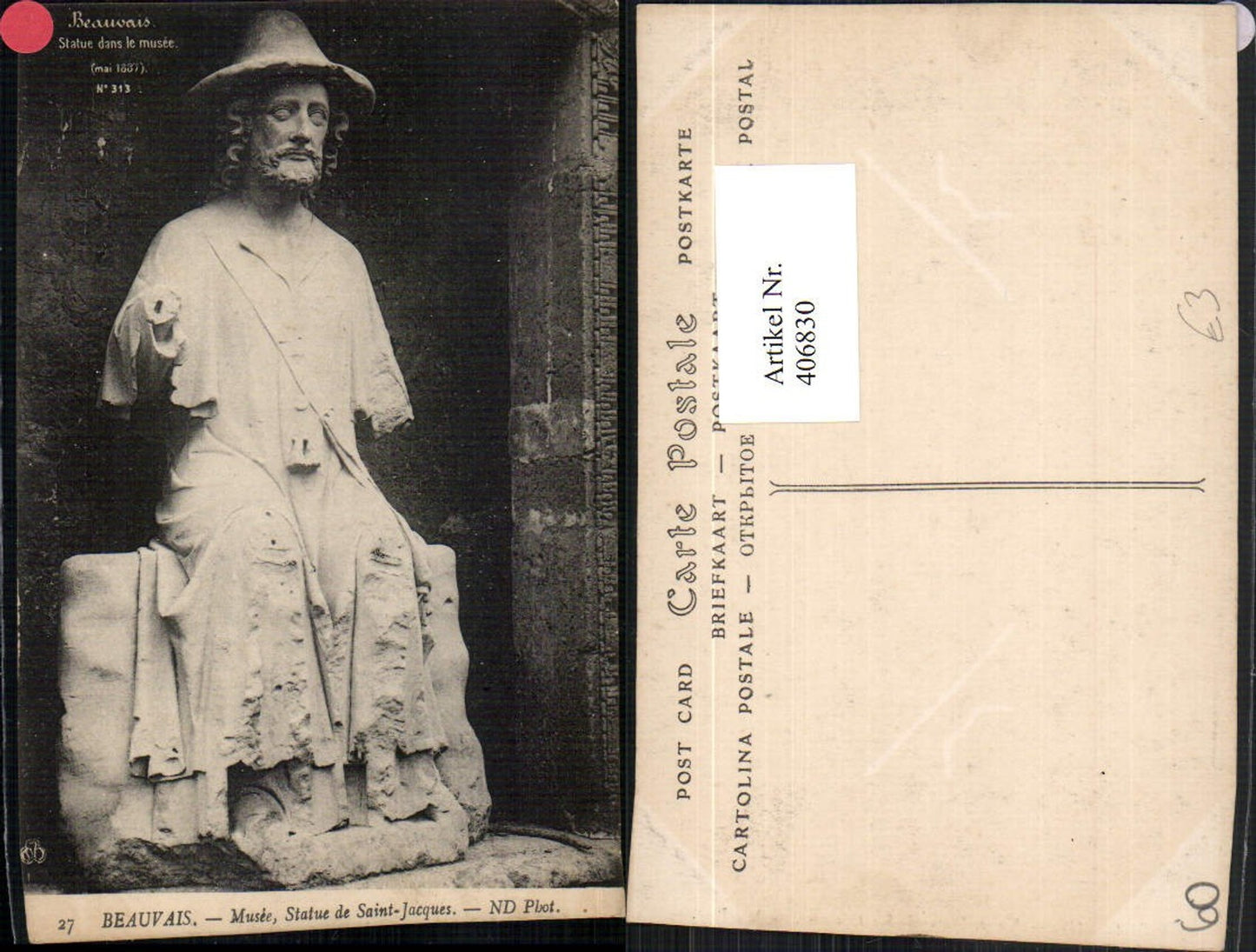 406830,Picardie Oise Beauvais Musee Statue de Saint-Jacques Monument