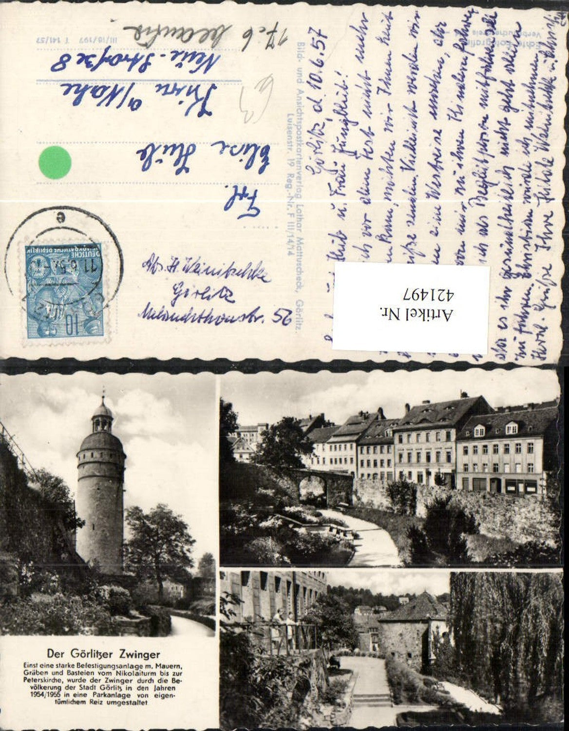 421497,Görlitz Görlitzer Zwinger Turm Mehrbildkarte
