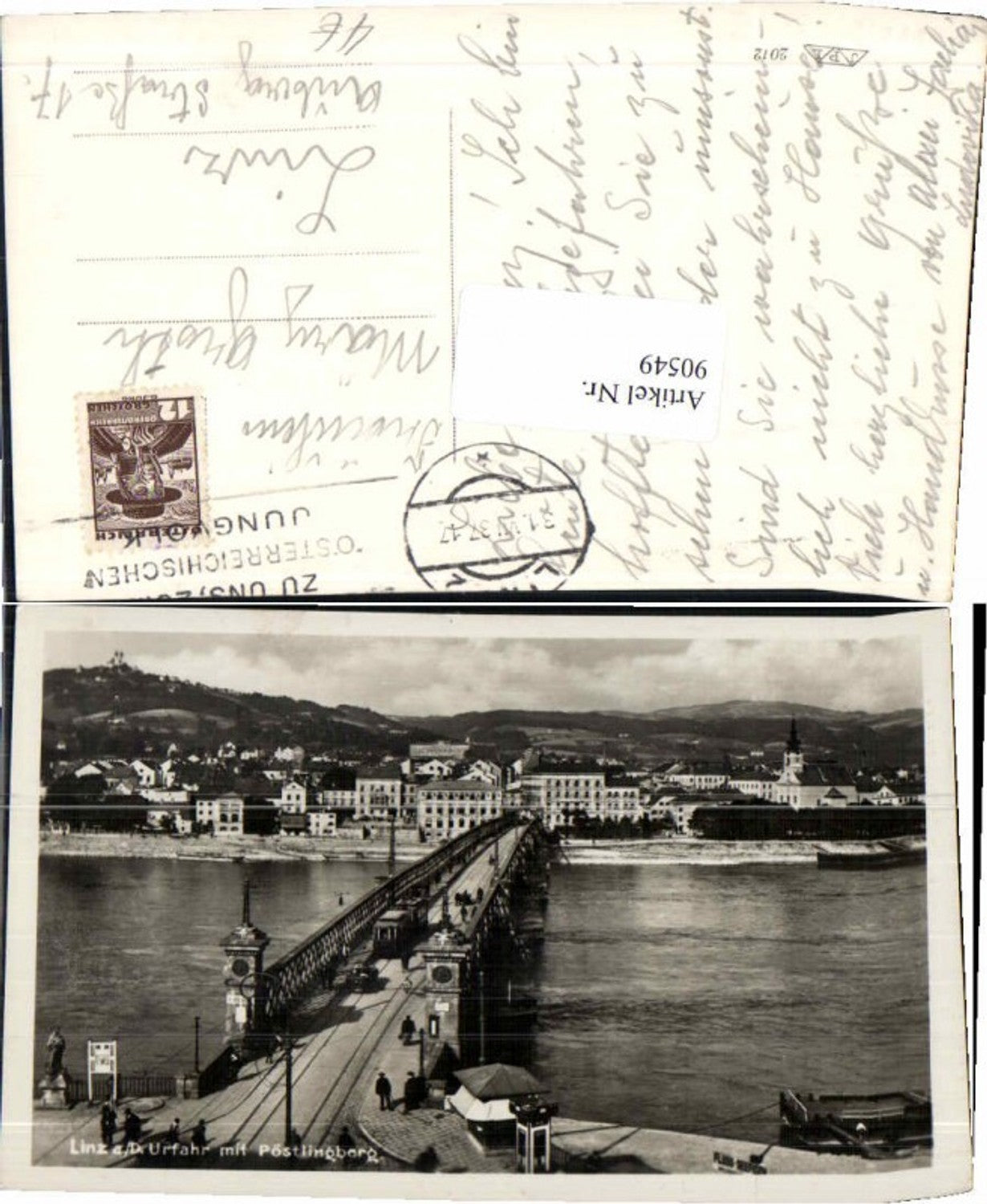 90549, Linz on the Danube, Urfahr with Pöstlingberg Bridge