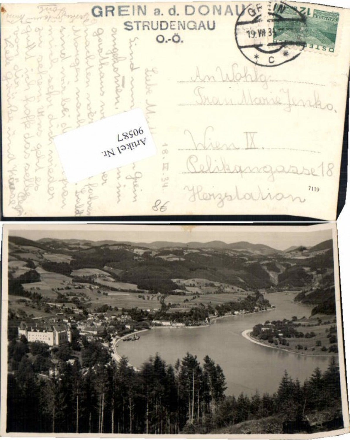 90587, Grein ad Donau vom Berg 1934