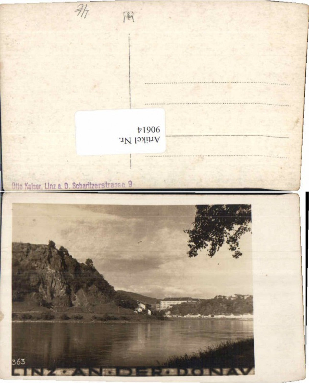 90614, Linz on the Danube, motif of the Danube River, 1930