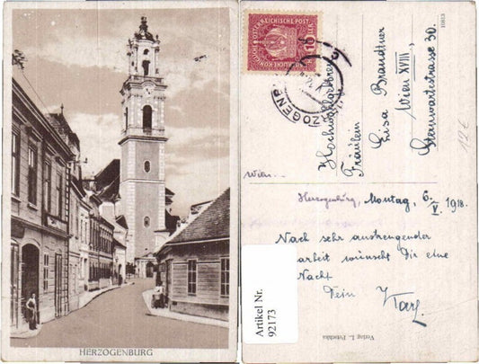 92173, Herzogenburg Street scene in the town 1918
