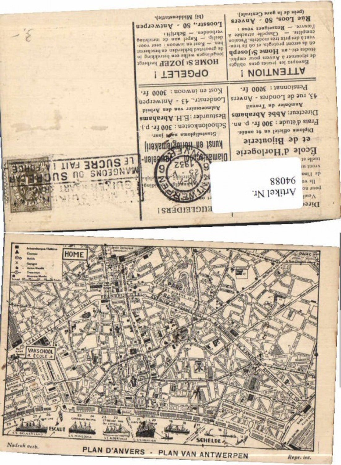 94088,Plan van Antwerpen Anvers 1915