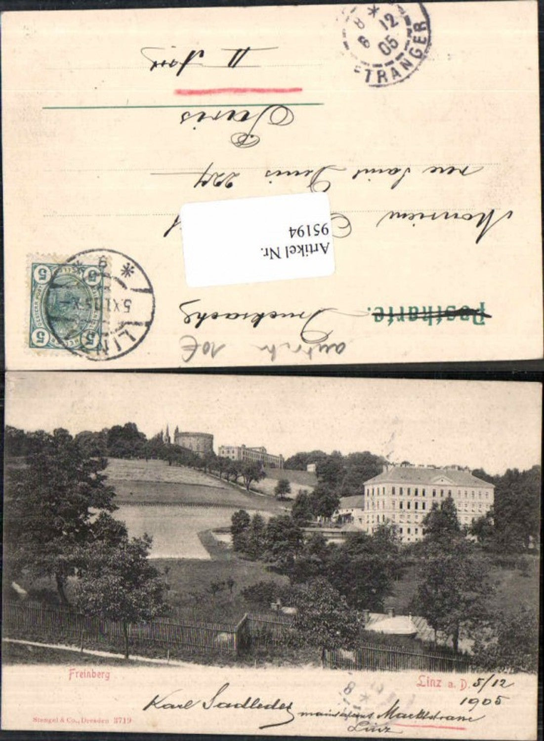 95194, Linz on the Danube Freinberg, Part 1905