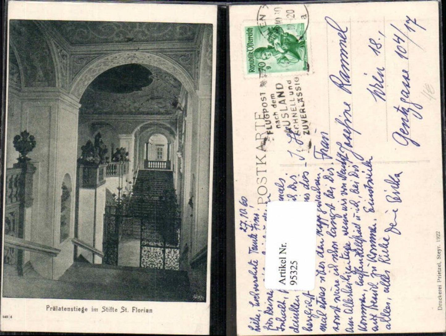 95325, St. Florian Monastery, Prelates' Steps 1922