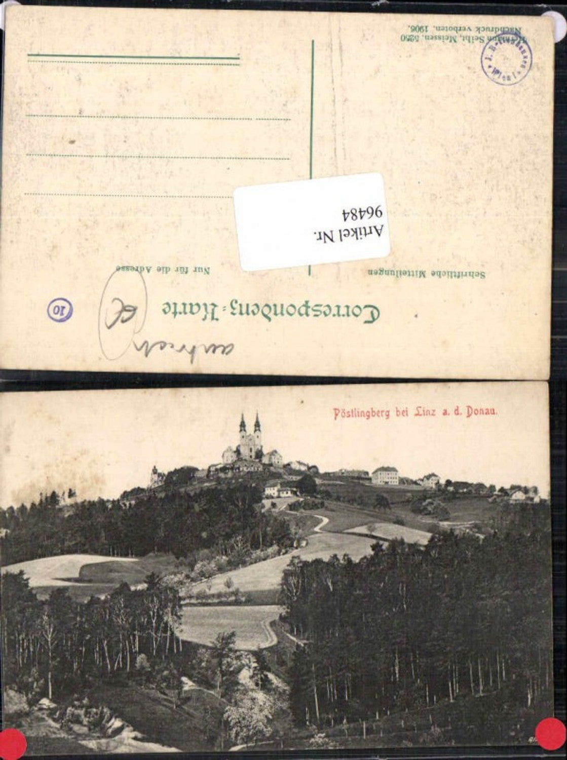 96484, Pöstlingberg near Linz on the Danube, forest view 1906