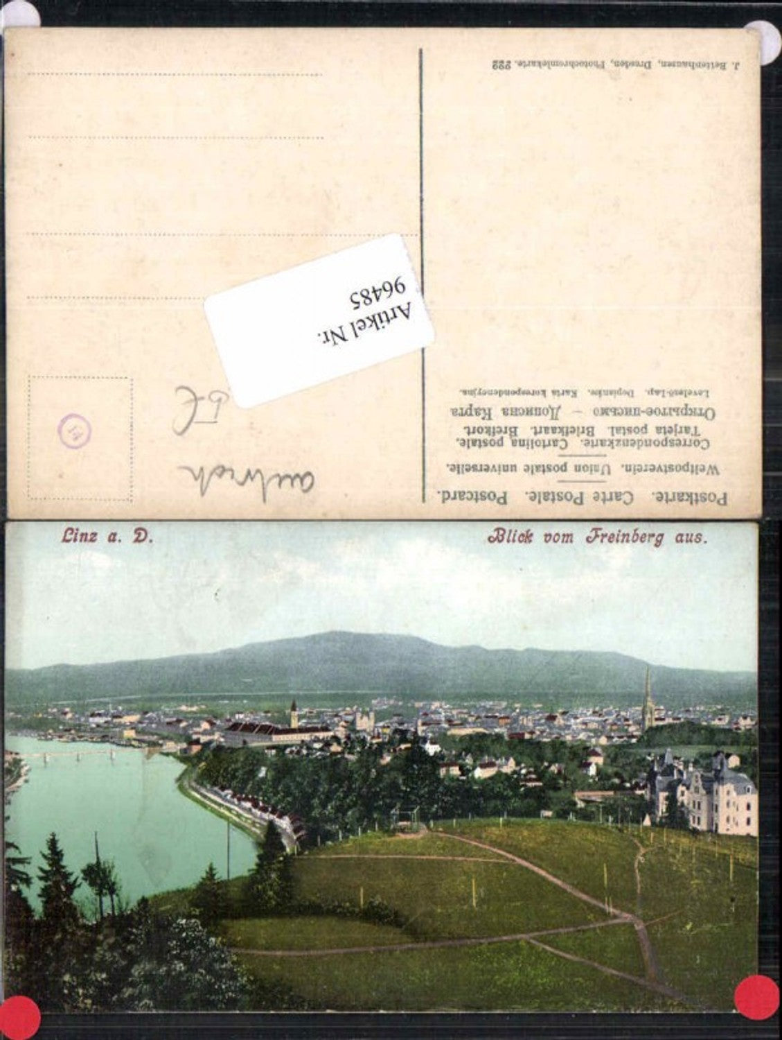 96485, Linz on the Danube, view from Freinberg, 1920