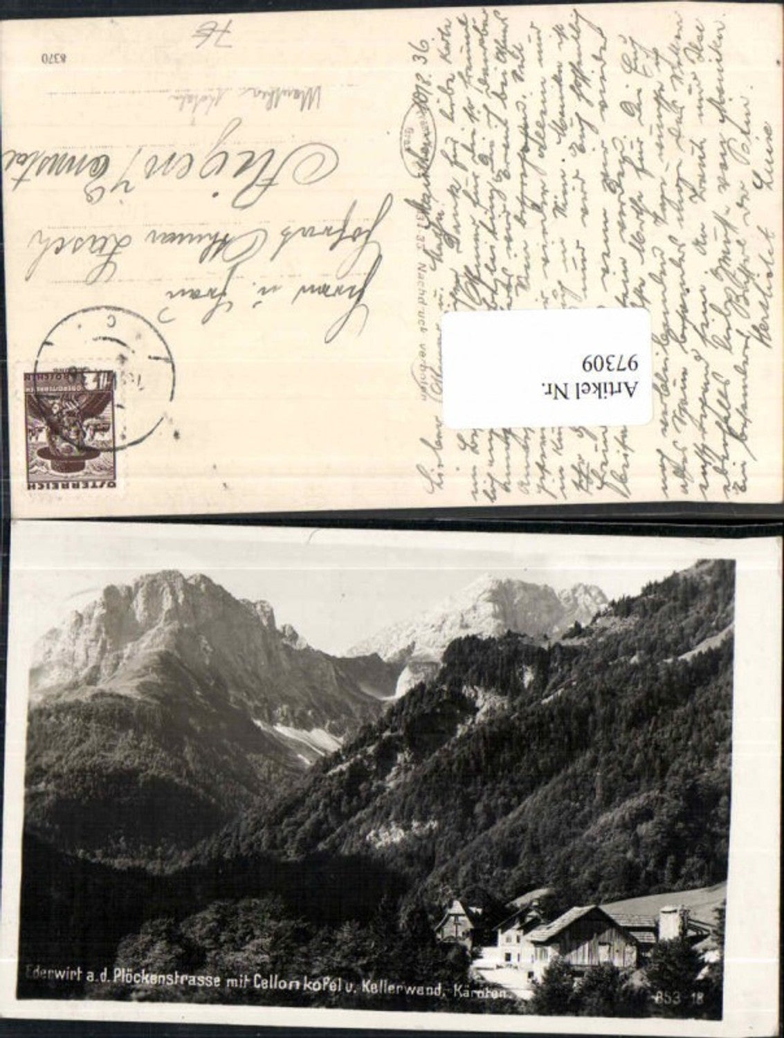 97309, Ederwirt Plöckenstrasse Mauthen Kötschach 1936