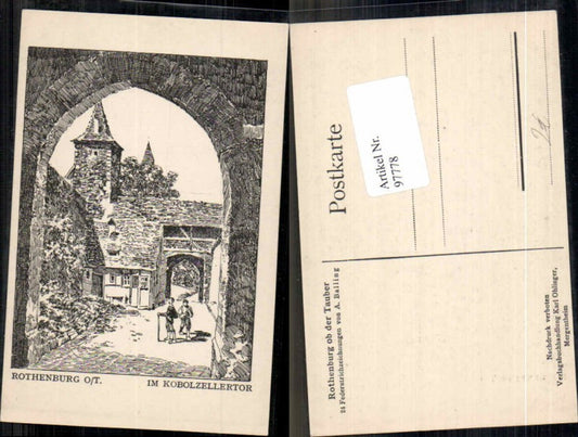 97778, Rothenburg ob der Tauber Kobolzellertor A. Balling sign.