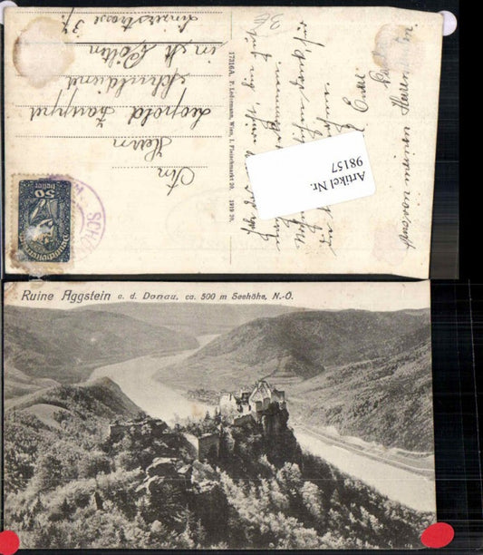 98157, Aggstein ruins in Wachau 1919