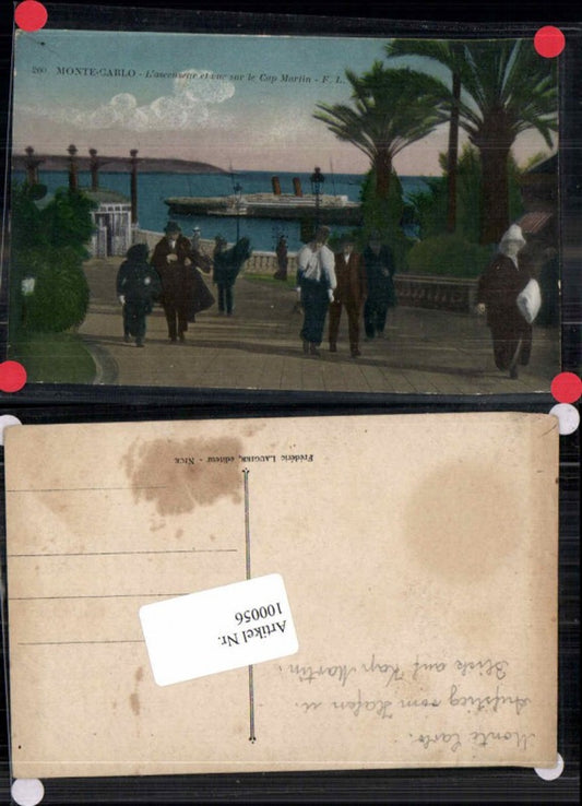 100056, Monte Carlo Cap Martin steamer people shore harbor