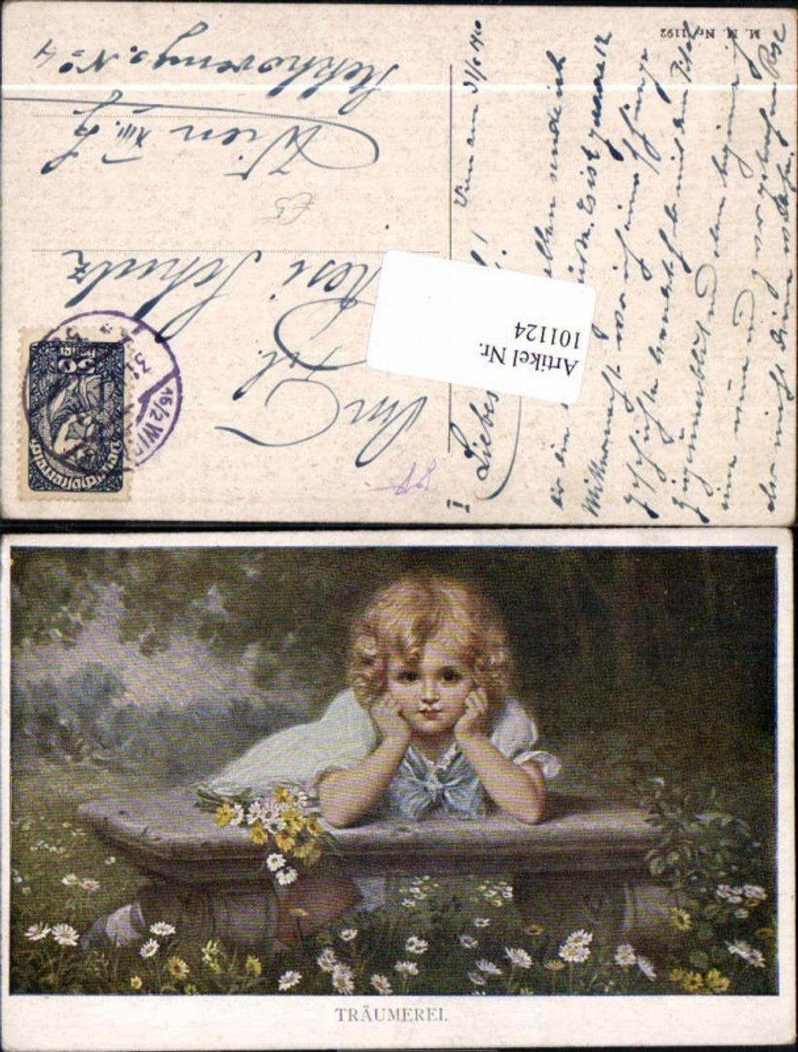 101124,M. Munk Vienne 1192 Neujahr Blumen Mädchen
