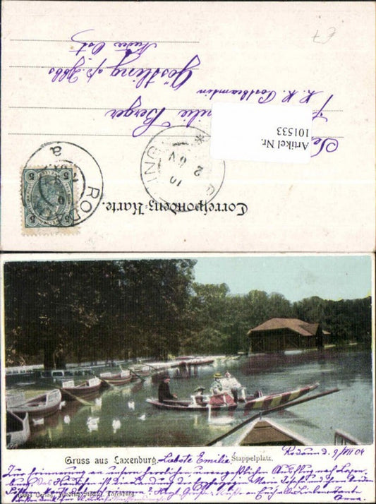 101533, Greetings from Laxenburg Franzensburg Stapelplatz Boat 1900