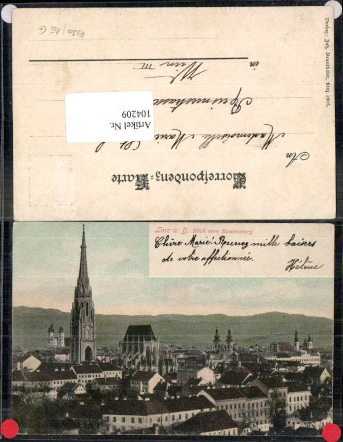 104209, Linz on the Danube Bauernberg Cathedral 1900