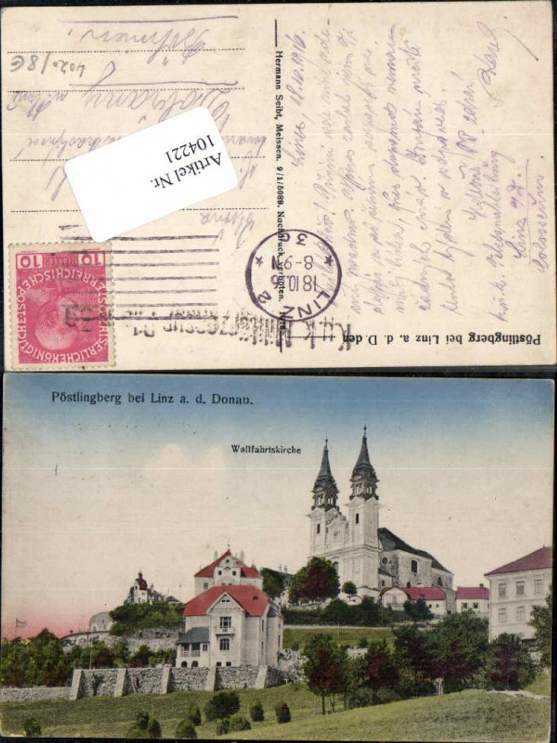 104221, Linz on the Danube, Pöstlingberg, view of houses, 1916