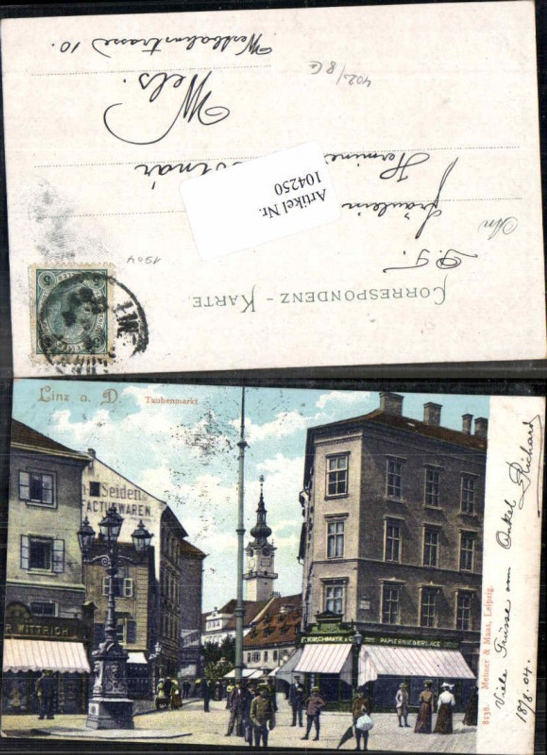 104250, Linz on the Danube, Taubenmarkt with shops, 1905
