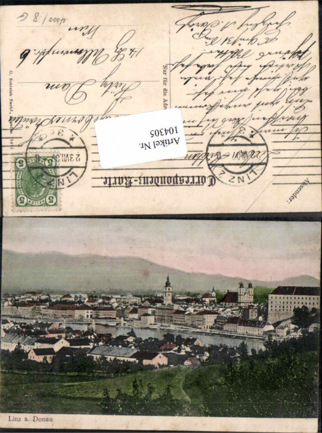 104305, Linz on the Danube Great view of the town 1906
