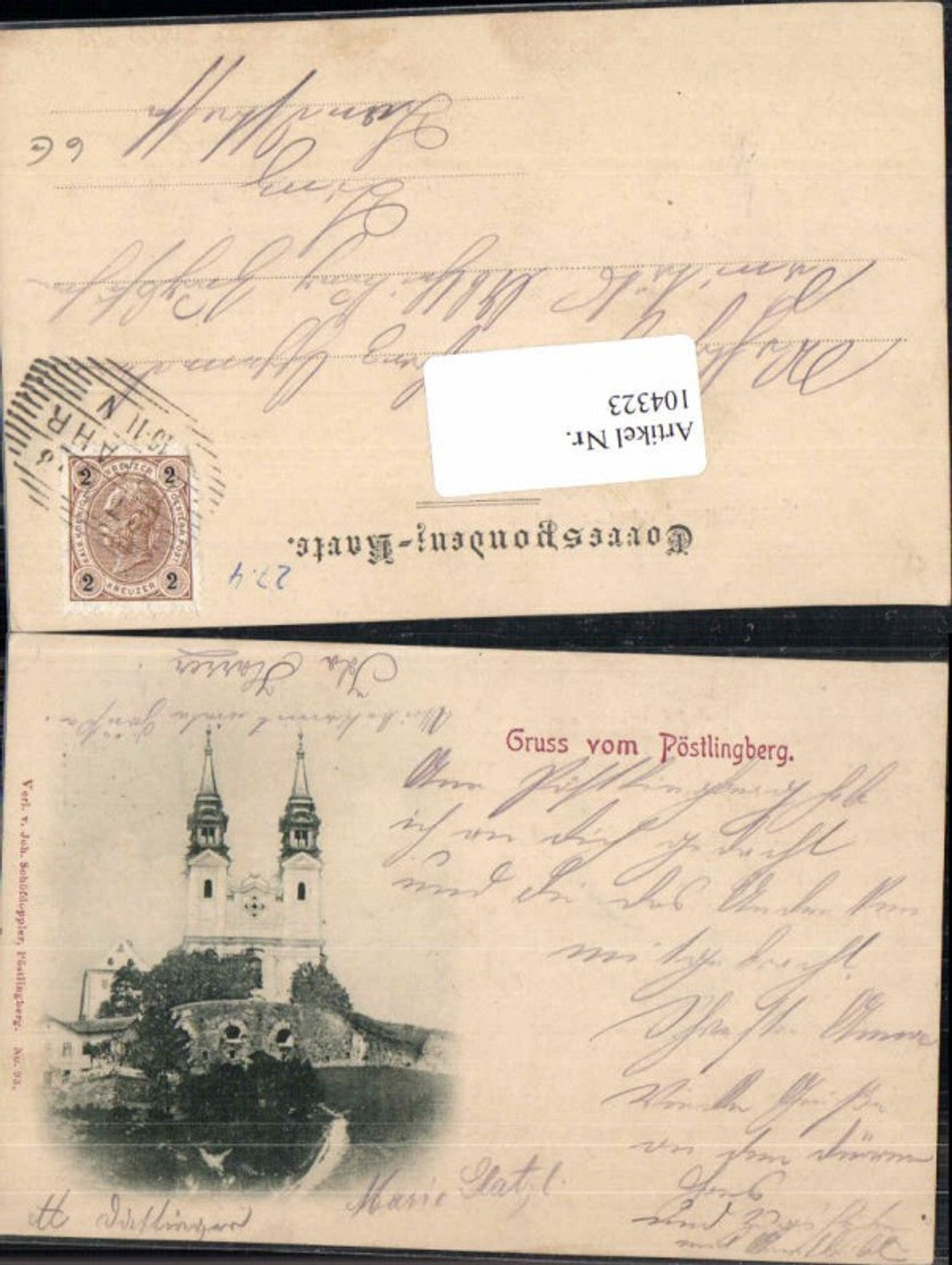 104323, Greetings from Linz on the Danube Church 1900