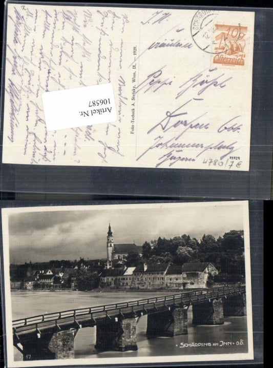 106587, Schärding am Inn, scene near bridge, 1929
