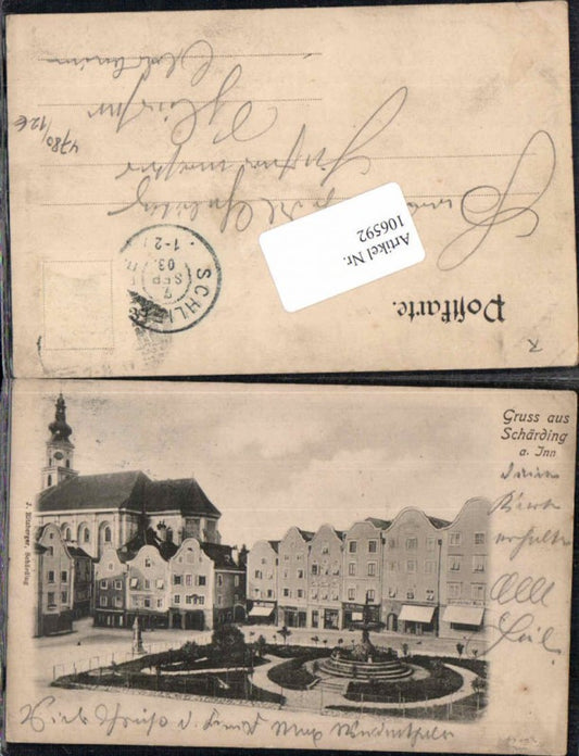 106592, Greetings from Schärding am Inn, town square, houses, shops