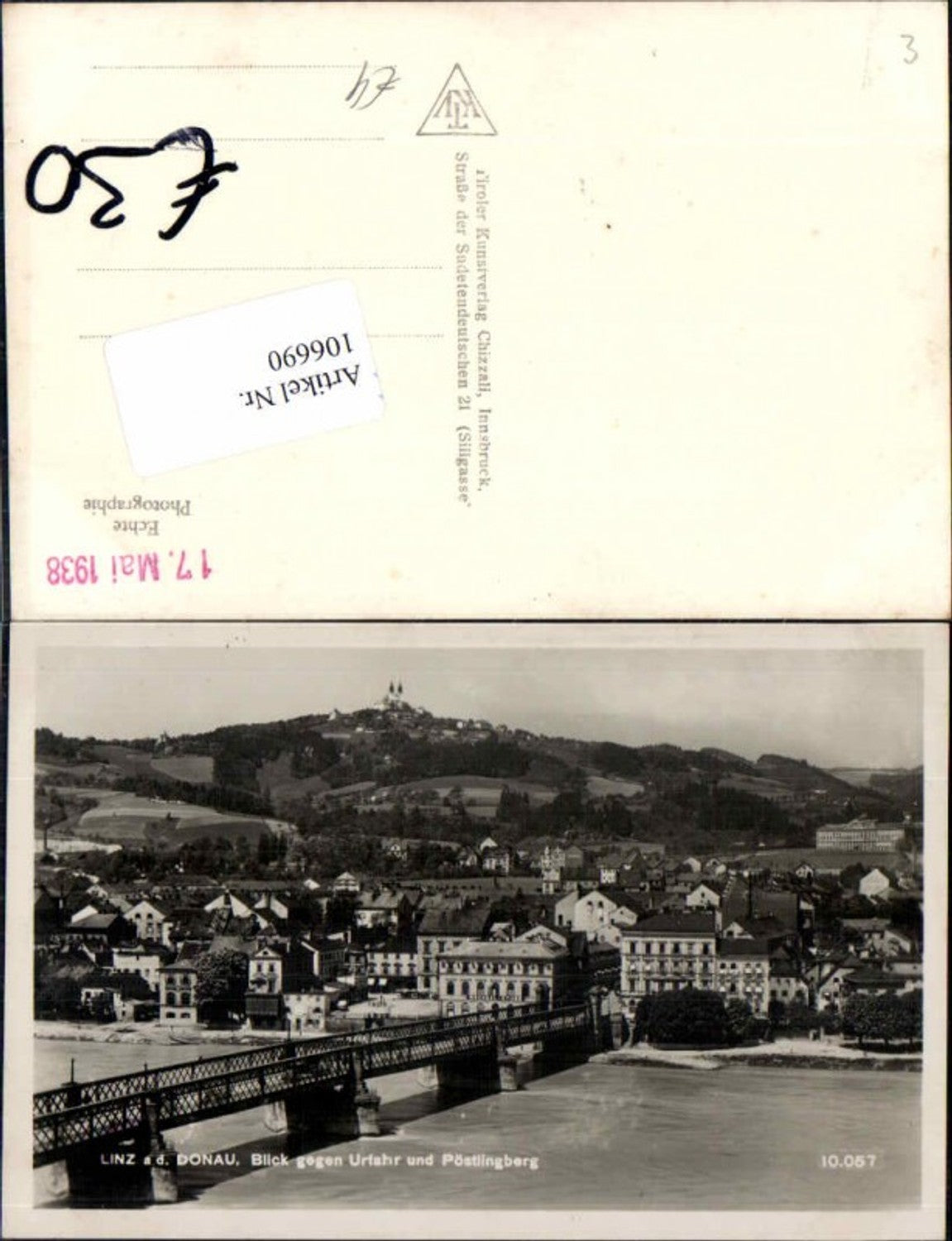 106690, Linz on the Danube, view towards Urfahr Bridge