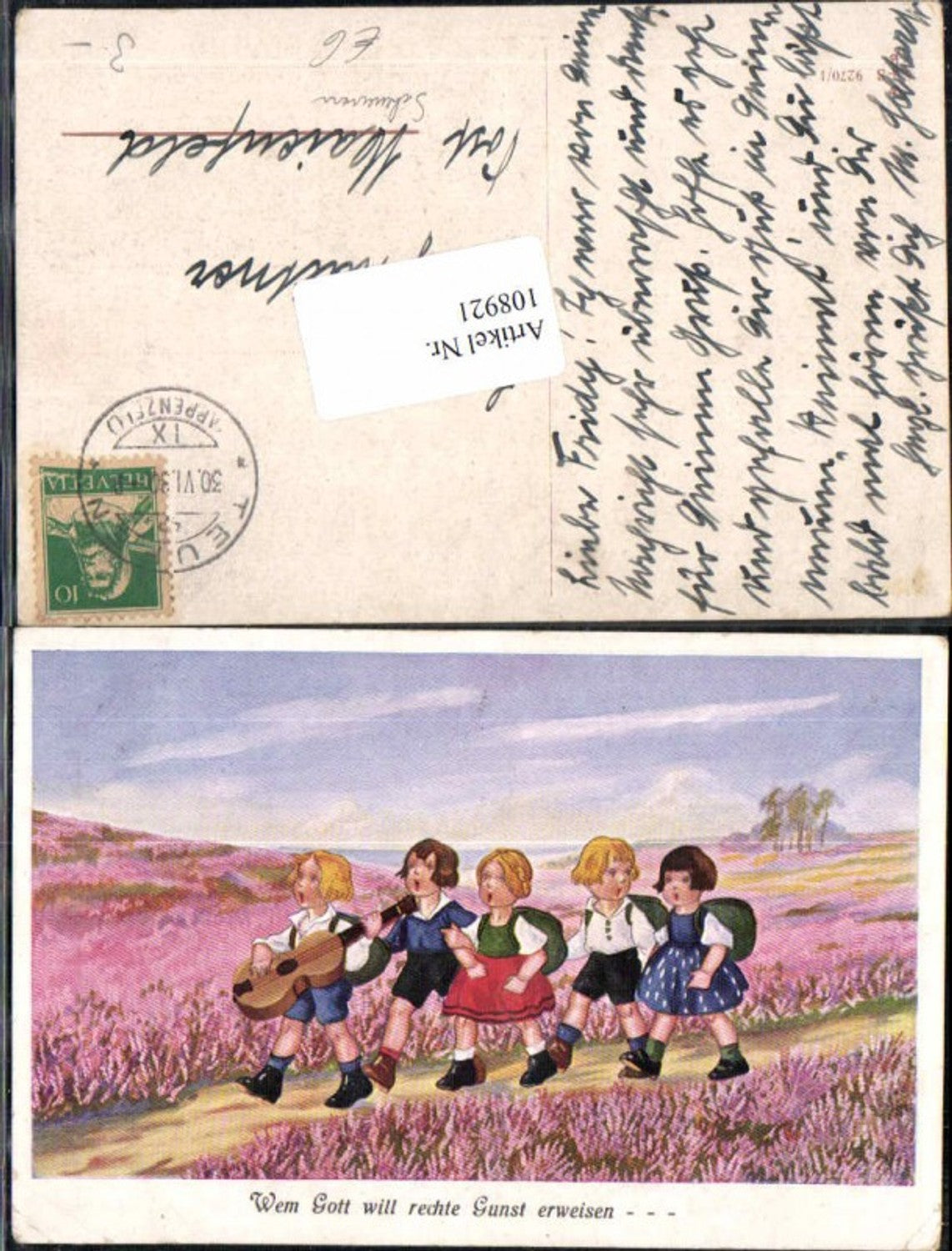 108921, Willy Scheuermann style children's guitar singing landscape