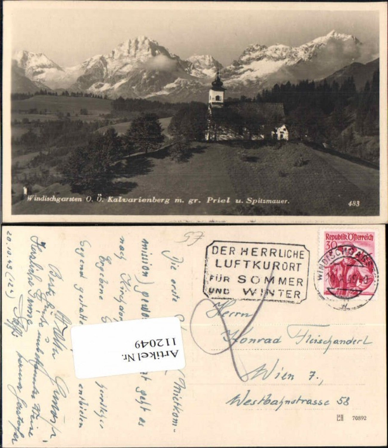 112049, Windischgarsten Calvary Hill with large tidal creek 1948