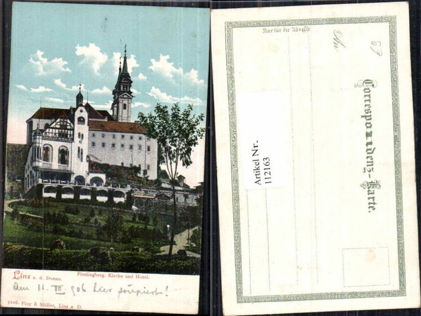 112163, Linz on the Danube Pöstlingberg Church Hotel Restaurant 1905