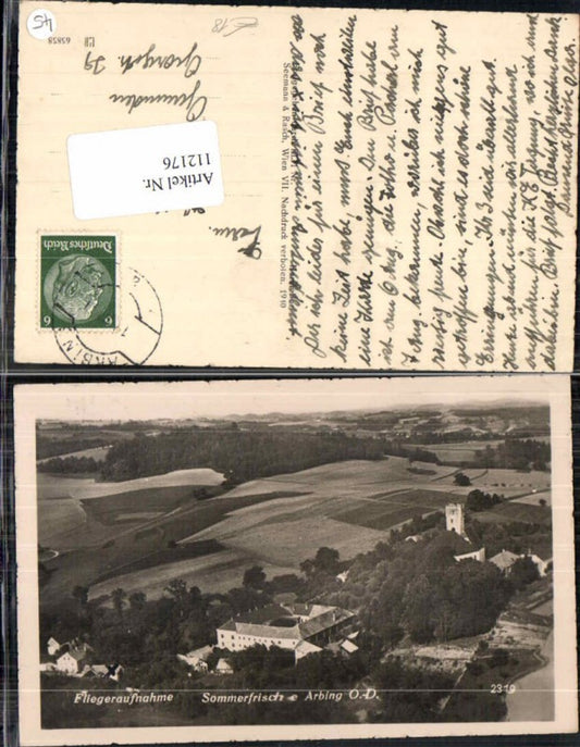 112176, Rare aerial photograph of Arbing near Perg 19
