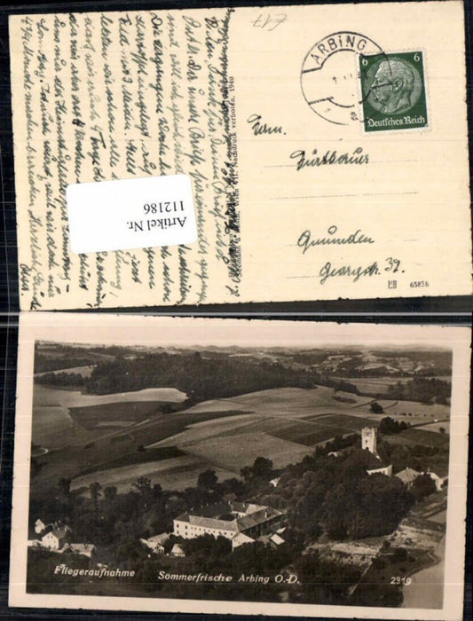 112186,Rare aerial photograph of Arbing near Perg, 1940