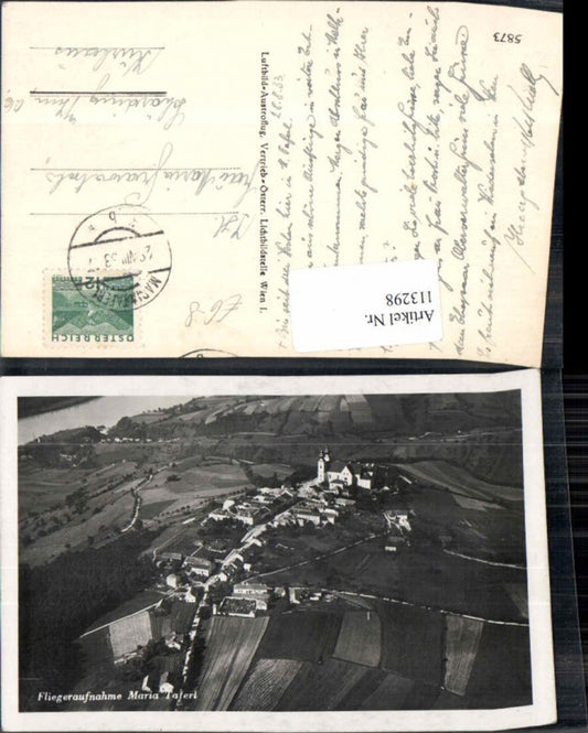 113298, Rare aerial photograph of Maria Taferl Marbach 1933