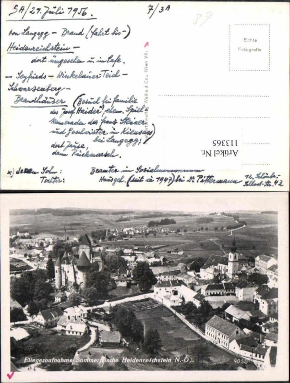 113365, Aerial photograph of Heidenreichstein in the Waldviertel region