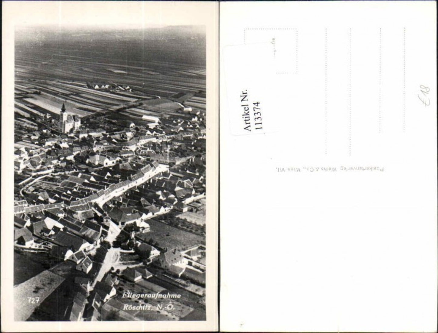 113374, very rare aerial photograph of Röschitz near Horn