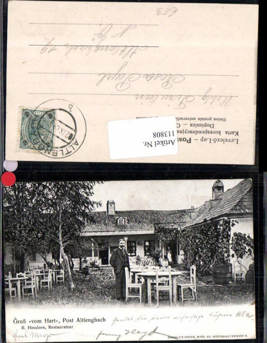 113808, Very rare postcard Greetings from the Gasthaus Hart near Altlengbach