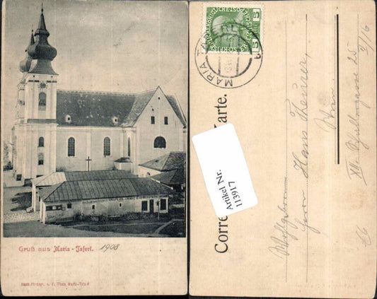 113917, Greetings from Maria Taferl, Marbach Church, 1900