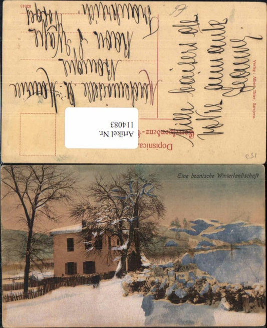 114083, Bosnian Winter Landscape Winter Bosnia House Sarajevo Thier publishing house