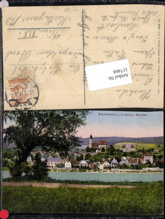 117468, Emmersdorf on the Danube in Wachau. Great map, 1924.