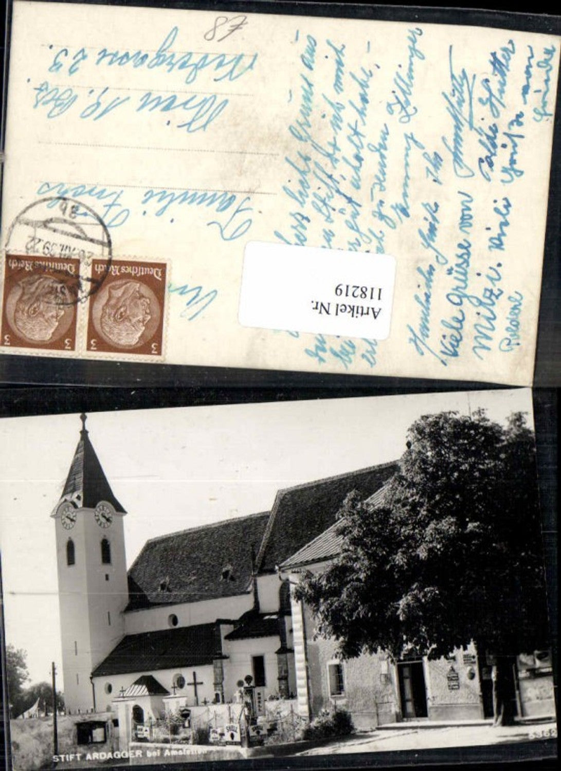 118219, Ardagger Abbey near Amstetten Church 1938 