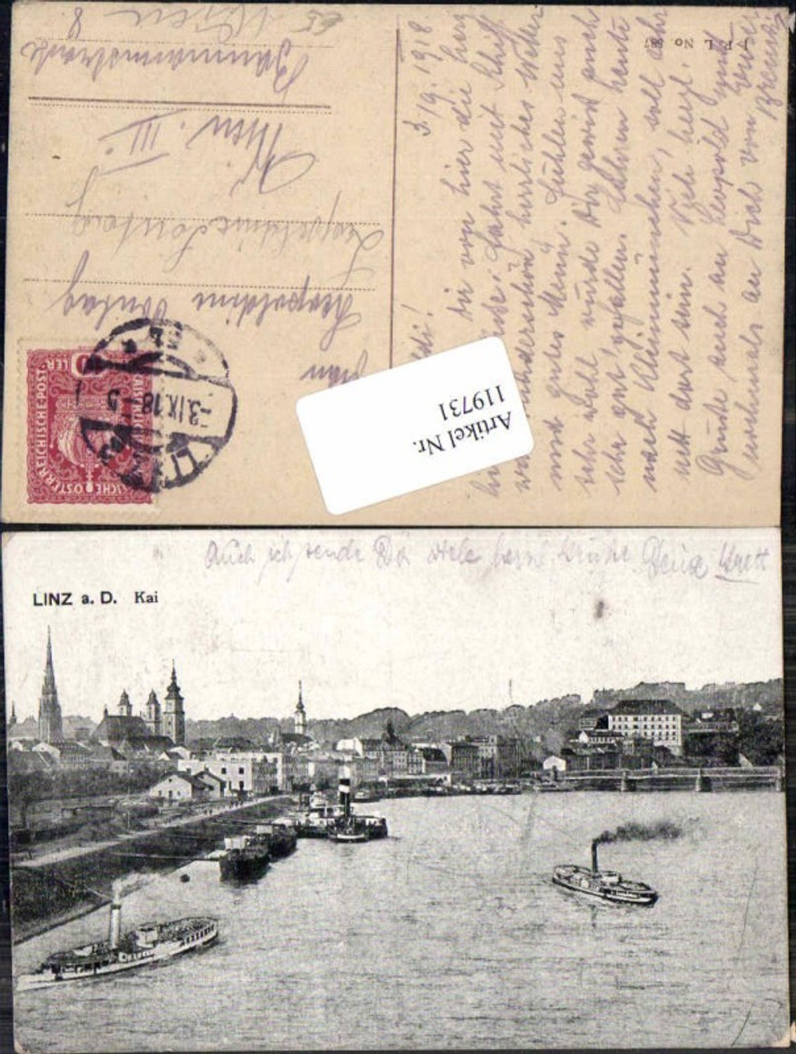 119731, Linz on the Danube, Danube Quay with steamers and ships