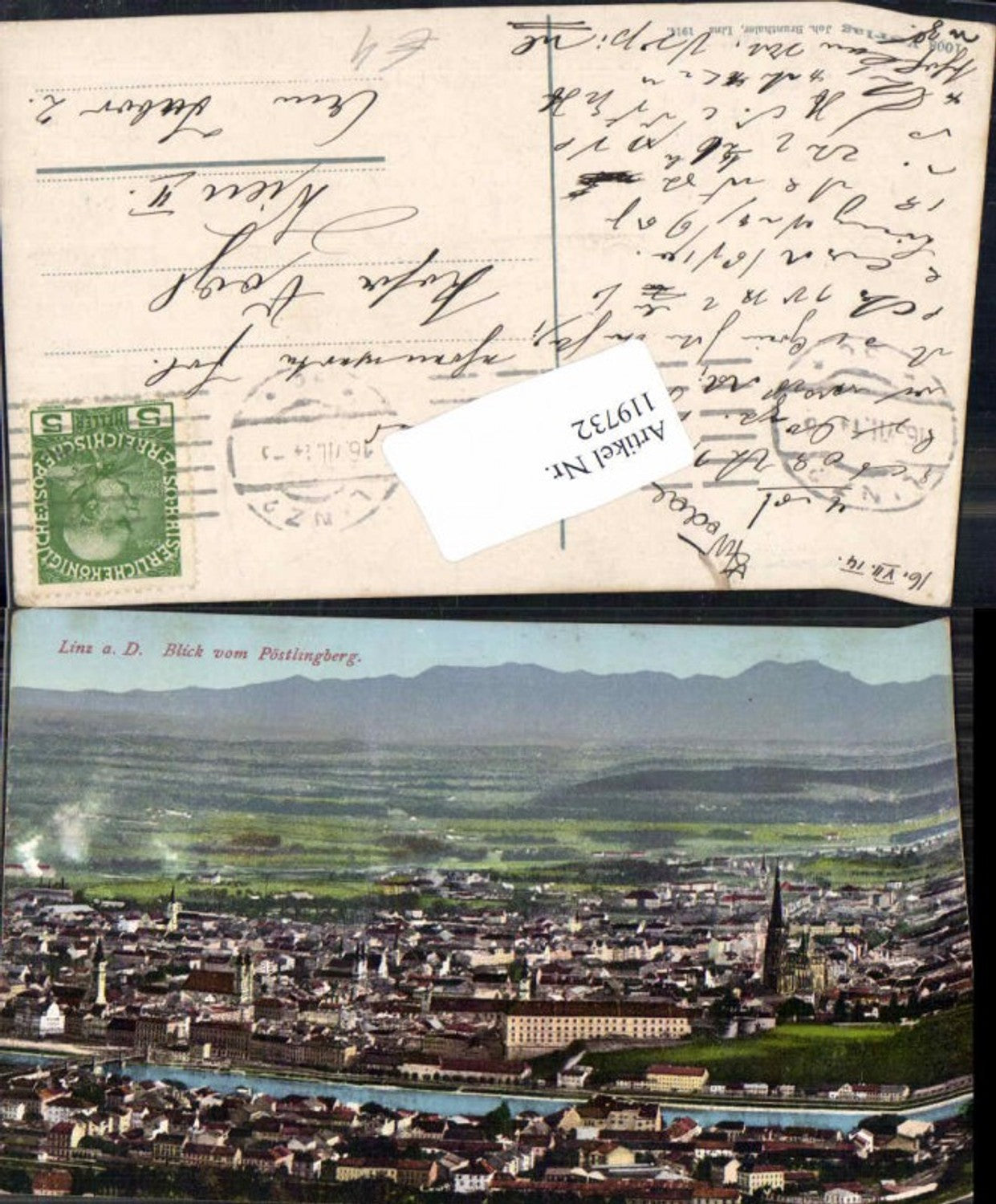 119732, Linz on the Danube, view from the Pöstlingberg, 1914