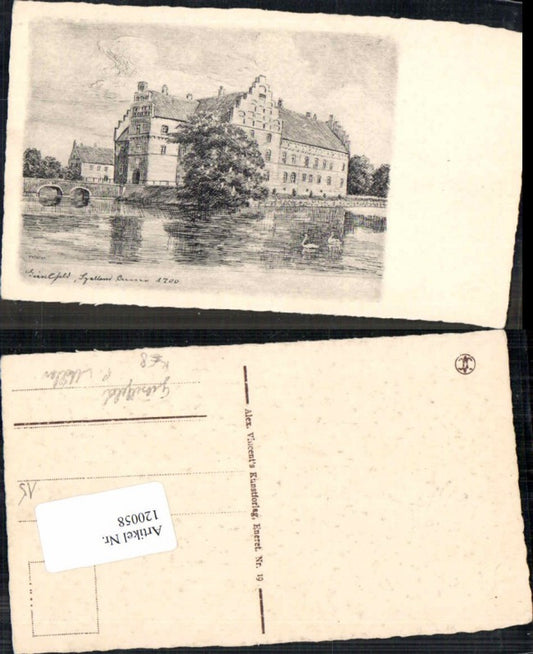 120058, RAR Gisselfeld View of Gisselfeld Castle, Gisselfeldvej, Haslev, Denmark, P. Möller, signed