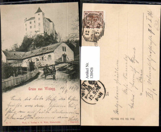 120426, Greetings from Wildegg, carriage people, 1898