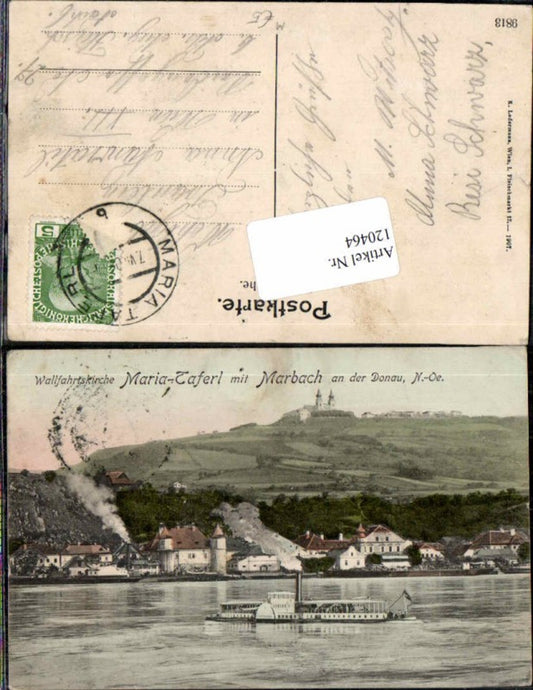 120464, Maria Taferl near Marbach, Danube steamer on the river Tolle AK