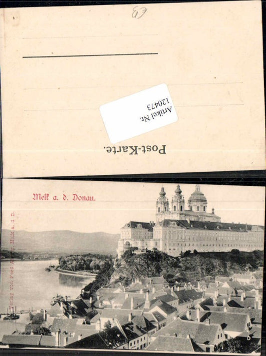 120473, Melk on the Danube, partial view with houses, 1900