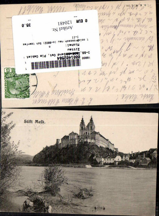 120481, Melk Abbey on the Danube riverbank view 1905
