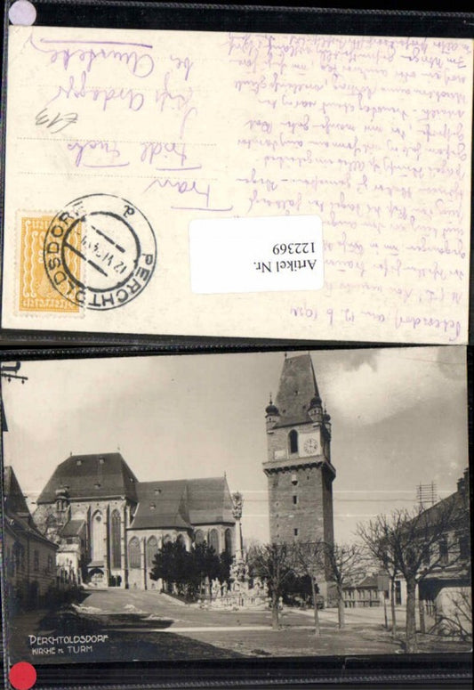 122369, Postcard Perchtoldsdorf near Vienna Church Market 1924