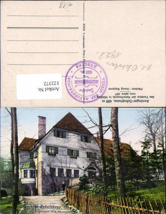 122372, Anninger Schutzhaus near Mödling Great map 1920