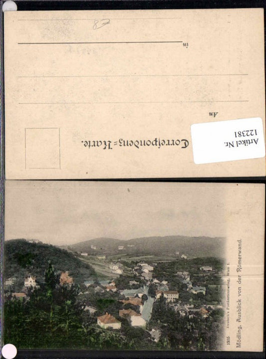 122381, Mödling near Vienna, view from Römerwand, 1900, edge of town